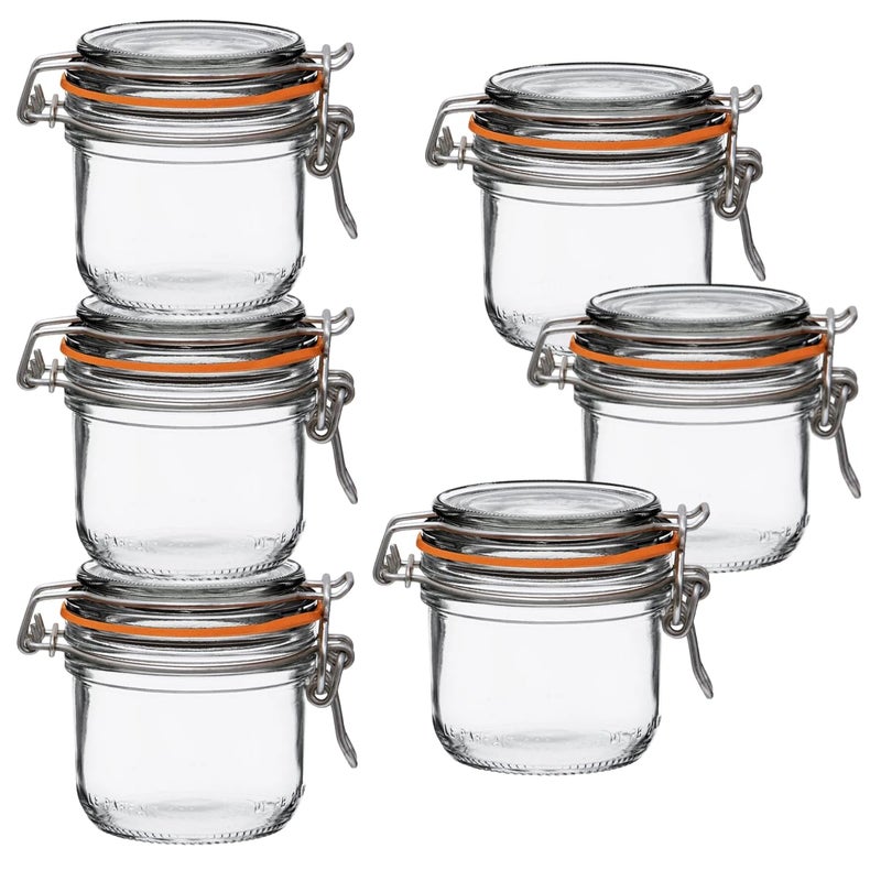 Le Parfait Super Terrine Jar | 7oz/Half Pint (Pack of 6) 200ml French Glass Jar, Airtight Rubber Seal & Glass Lid | Glass Jars for Kitchen Organization and Storage Containers for Essentials - Image 1